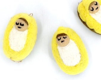 Wool Felt Baby Jesus For Nativity | Felt Sleeping Baby Jesus | Christmas Ornaments | Jesus Felt | Baby Jesus Ornament | Hanging Ornament