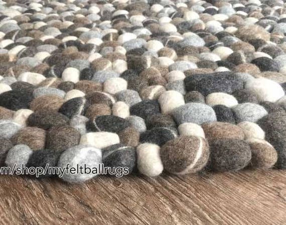 Filz Kiesel Teppich Rund 90cm 300cm Filz Stein Teppich Etsy