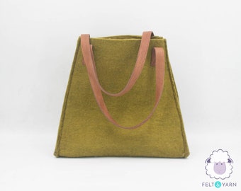 37x35 cm Tote Felt Bag  Asparagus Green Laptop Bag  : Fair Trade and Ethically Handmade