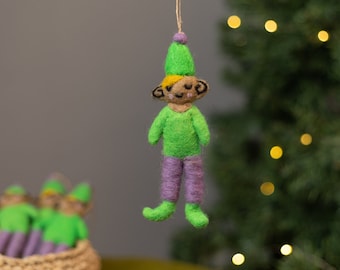 10pcs - 16x5cm Wool Felt Green Elf | Christmas Decoration | Hanging Ornament | Felt Christmas Props | Christmas Felt Elf | Felted Elf