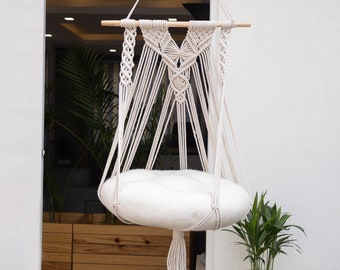 Modern Cat Macrame Hammock Bed with Wool Cat Cushion Best gifts for Cat Lovers