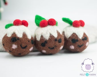 4cm Felt Christmas Festive Pudding | Christmas Decorations Indoor: Certified Fair Trade & Handmade