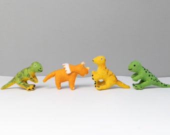 8cm Felt Triceratops & Theropods | Hanging Dinosaur Ornament | Wool Felt Dinosaur