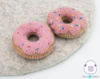 10 Pcs of Wool Felt Donuts with Sprinkles Hand Felted Strawberry Play Food Educational Toy & For DIY Home Decor: Ethically Handmade