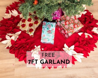ヴィンテージクロシェポインセチアクリスマスツリースカート - Etsy 日本