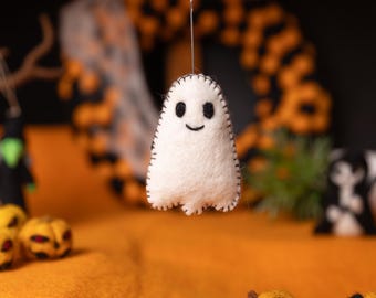 9x5cm Stitched Felt White Ghost | Felt Ghost Garland for Halloween Decoration | Cute Hanging Ghost | Halloween Ornaments
