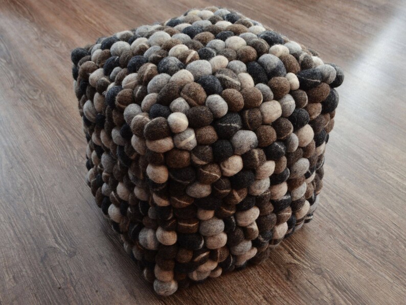 Stone Felt Ball Foot Stool Felted Foot Stool Square Felt Etsy