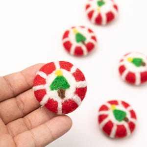 Wool Felt Peppermint | Felt Peppermint Garland | Hanging Ornaments for Christmas Tree | Felted Shapes | Christmas Decorations