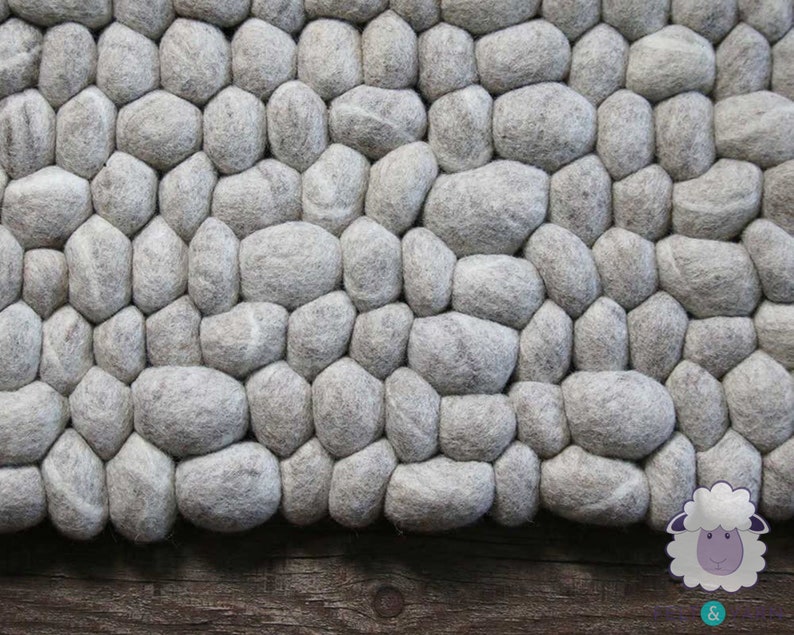 Fair Trade Living Room Rectangular Rugs 40 x 60cm Wool Felt Pebble Rug 100/% Wool and Handmade FREE SHIPPING Felt Stone Rugs
