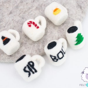 15pcs - 4cm Felt Mini White Rae Dunn Mug | Fall Craft Supplies For Spooky Halloween Decor: Certified Fair Trade & Hand Made