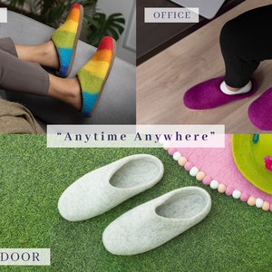 Handmade Marbled Tan Wool Felted Shoes Slippers for Office Slippers for Home image 6