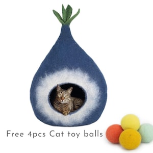 Felt Cat Cocoon | Felted Cat Bed | Felt Cat Cave | Funny Cat Bed | Wool Kitten Cave | Felt Cat House | Aesthetic Cat House | Modern Cat Cave