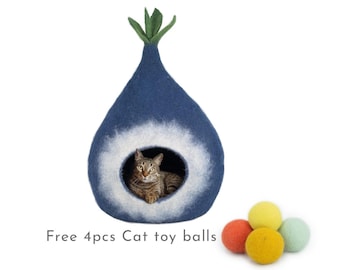 Veggie Design Felt Cat Cocoon | Felted Cat Bed | Felt Cat Cave | Funny Cat Bed | Felt Cat House | Aesthetic Cat House | Modern Cat Cave
