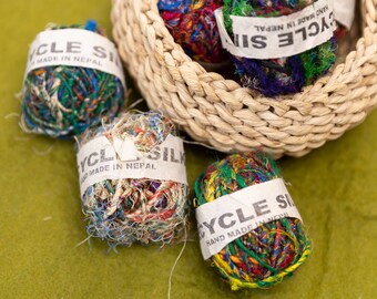 1Kg  Bulky Recycled Silk Yarn | Grade A Upcycled Yarn for Crochet, Weaving Projects