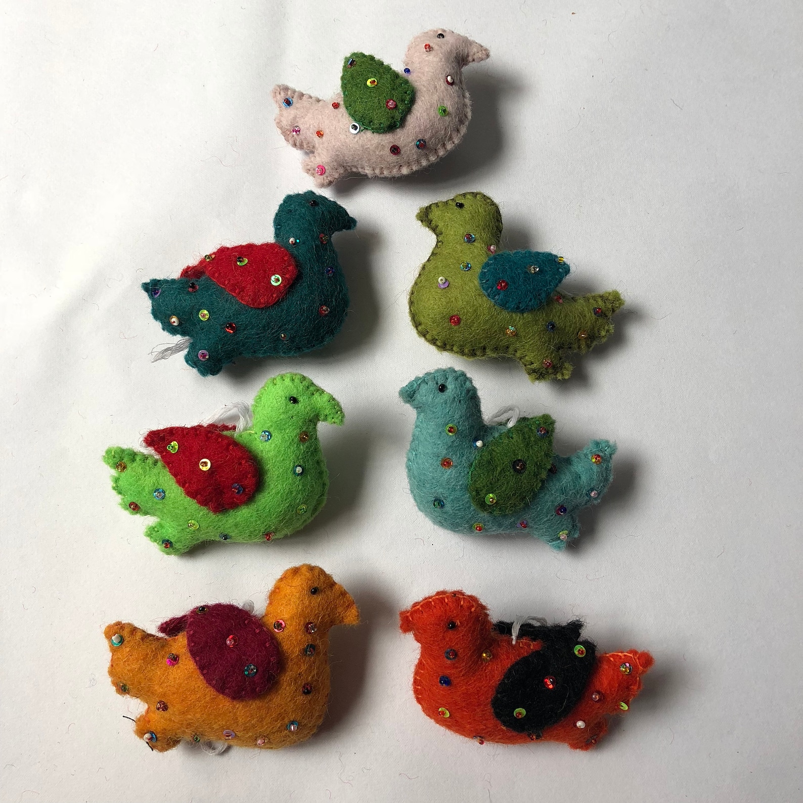 6cm Wool Felt Beaded Birds Multicolor Birds for Hand Felted Etsy