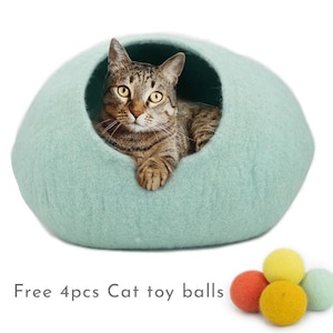 50cm Wool Felt Cat Cave, Handmade Plain Design Cat Bed Cocoon