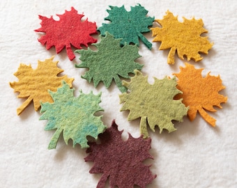 Colorful Felt Maple Leaves | Unique Die Cut Tropical Leaf | Ethically Made | Handcrafted Wool Decor | Free Shipping