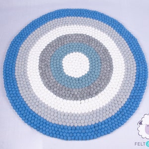 Ocean Mist Themed Six Color Felt Ball Rug | Rugs for Nursery, Living Room, and Bedroom | Cozy Round Area Rugs