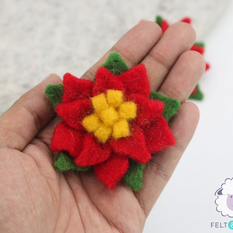 Felt White Poinsettia Flowers Set of 3