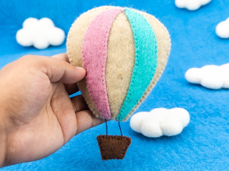 15cm Felt Hot Air Balloon Craft Crib Nursery Mobile Travel Nursery Decor Unisex Baby Gifts image 3