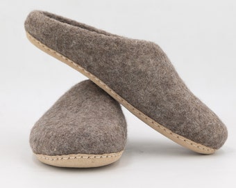 Felt Slippers | Wool Slippers | Natural Slip-On Slippers | Barefoot Slippers | Indoor Felt Shoes | Felt Slide Shoes | Felted Wool Slippers