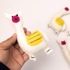Wool Felt Llama Ornament | Stitched Felt Animals | Felt Llama Mobile | Handmade Felted Toys | Hanging Ornaments | Christmas Tree Decor