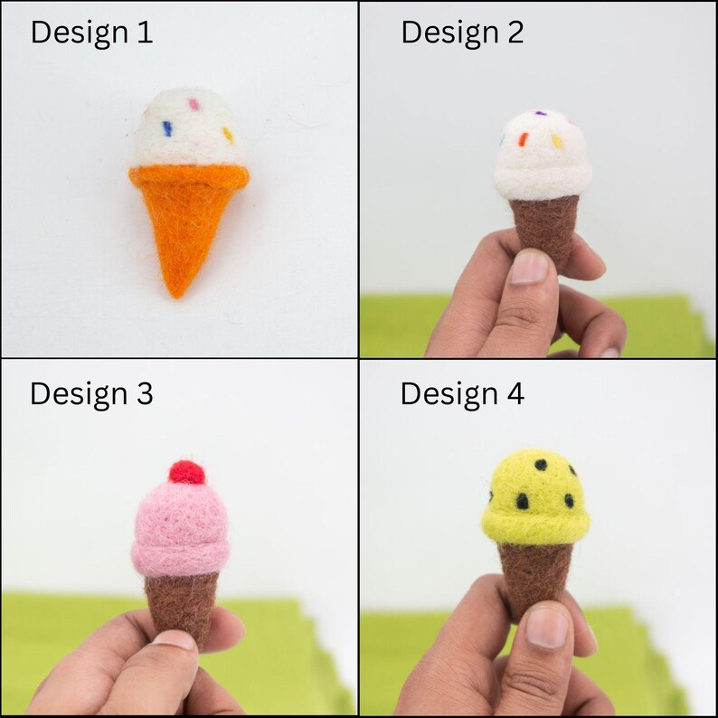 Wool Felt Icecream With Cone Pretend Play Foods Sensory Play Toys for