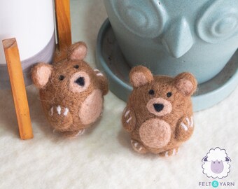 Needled Wool Felt Brown Grizzly Bear Hand Felted Tiny Educational Animal Toy: Fair Trade and Ethically Made
