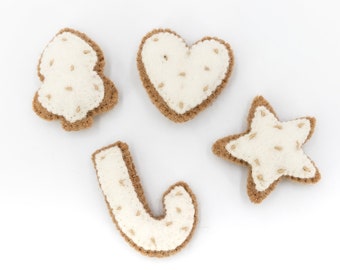 7cm Handmade Felt Stitched Christmas Cookies Set - Pretend Play Cookie Set, Felt Food Set for Kids: Fair Trade and Ethically Handmade