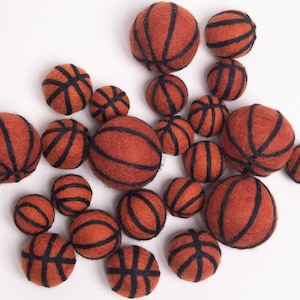 Wool Felt Basketball Ornament | Hand Felted Sports Ball For Kids Educational Activities | NBA Watch Party Garland