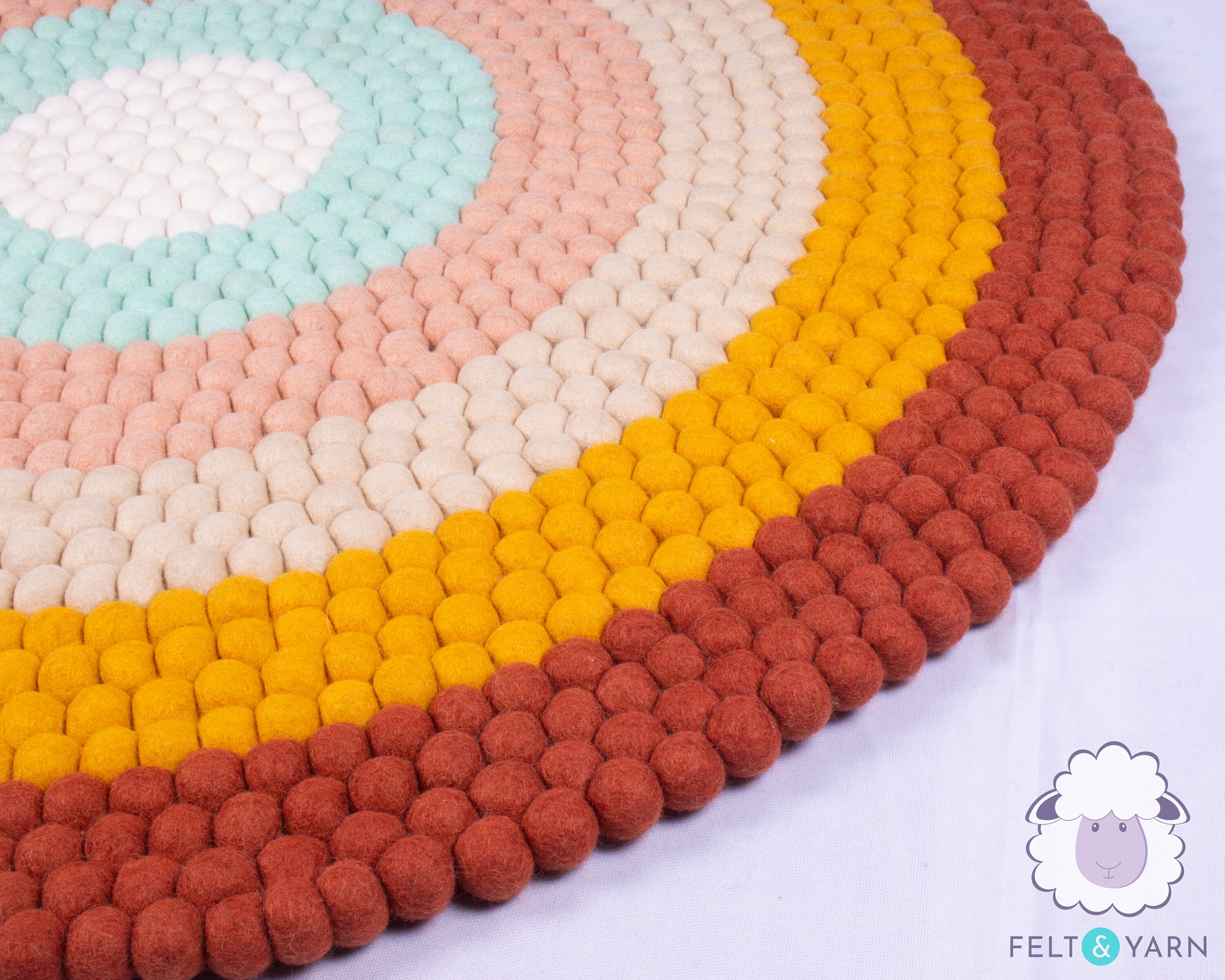 100cm Wool Rainbow Felt Ball Rug Felt Ball Carpet Felt Etsy