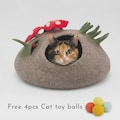 50cm Wool Felt Cat Cave With Mini Mushroom | Felted Cat Bed | Felt Pet House | Fair Trade | 100% Wool and Handmade product logo
