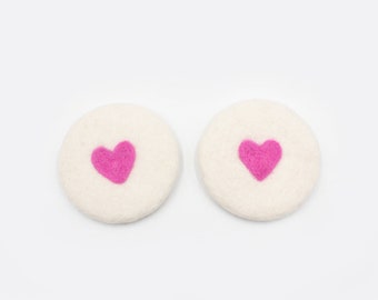 Felt Round Coaster Set with Heart Design | Felt Tea Coaster | Valentine's Day Coaster | Handmade Placemats for Kitchen Table
