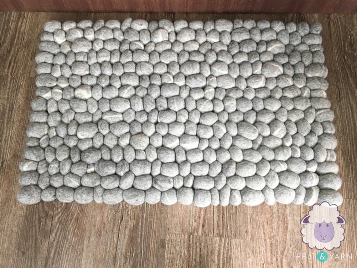 40 x 60cm Wool Felt Pebble Rug Living Room Rectangular Rugs Etsy