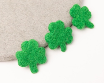 50 Pieces | 4-6cm Felt Shamrock | Green Felt Clover | St. Patrick&#39;s Day | Felt Decor | Fair Trade |100% Wool Handmade | FREE SHIPPING
