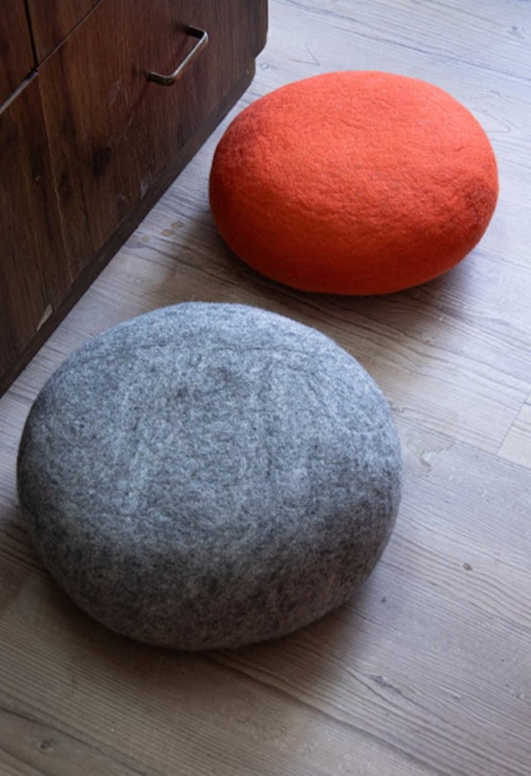 Wool Felt Pouf Wet Felted Stone Ottoman Pouf for Home Decor in 30
