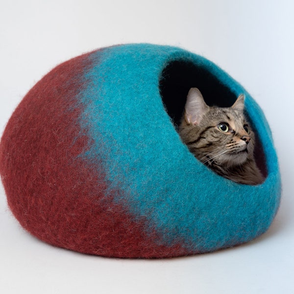 Bright Multicolour Gradient Cat Cave in Multiple Designs, Gradient Cat House Cocoon, Handmade Pet Bed