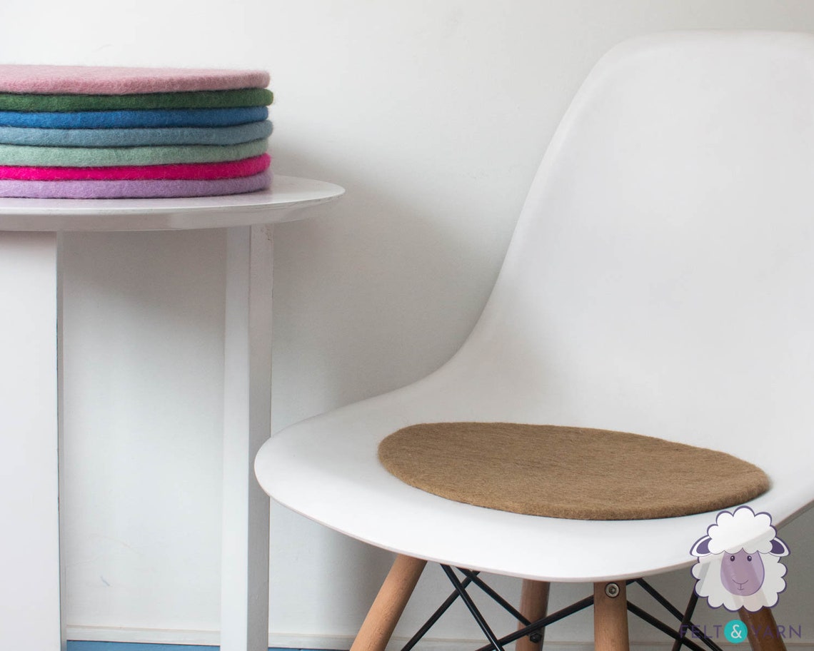 Set Of Two of 35cm Wool Felted Seat Round Thick Chair Cushion Etsy