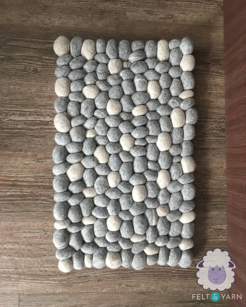 40 x 60cm Wool Felt Pebble Rug Living Room Felt Rectangular Etsy