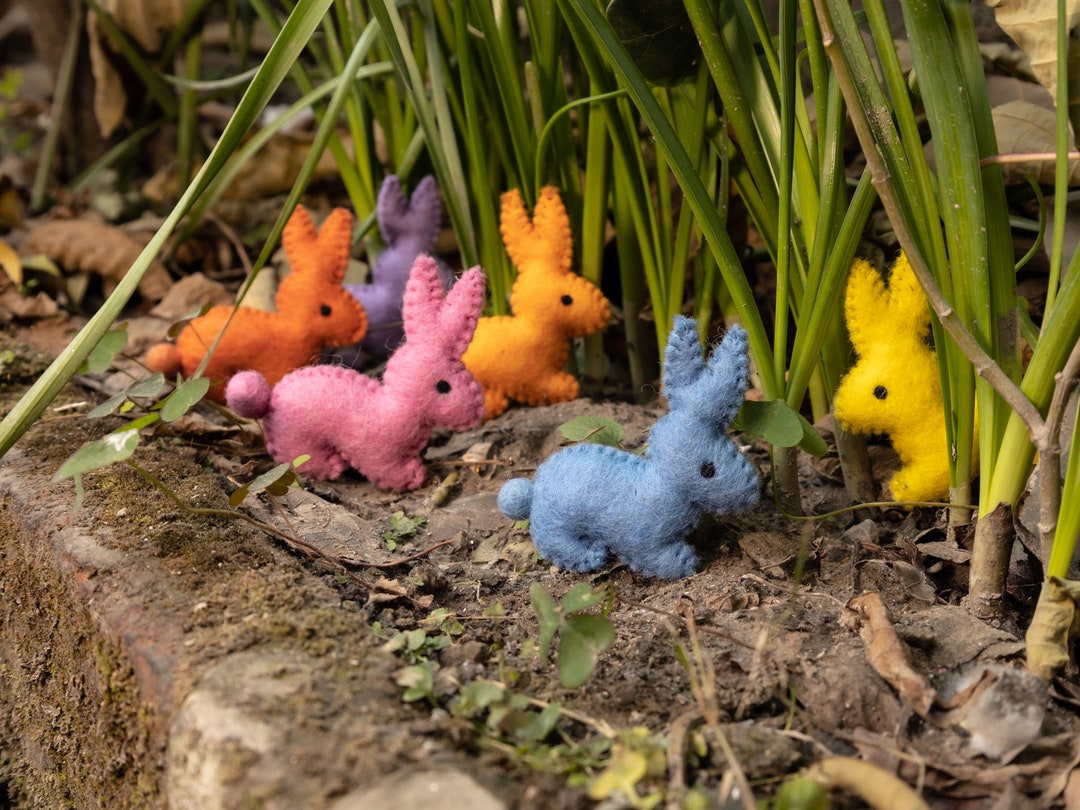 Multicolor Felt Sheet Easter Bunnies | Felted Mini Rabbits | Easter ...