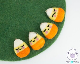 Wool Felt Candy Corn Ornament | Handmade Halloween Decor