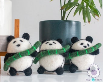 15pcs Needle Felted Animal | Felt Panda Bear for Educational Toys: Handmade in Nepal