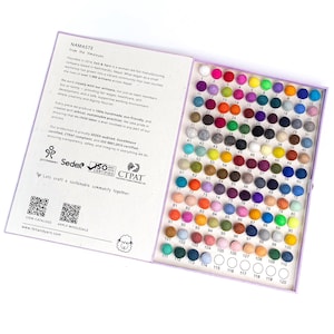 Felt Ball Color Chart: 100+ Colors, 1.5cm Wool Balls