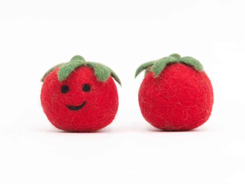 Handcrafted Wool Felt Smiley Tomato 5cm Fair Traded / Free Shipping image 4