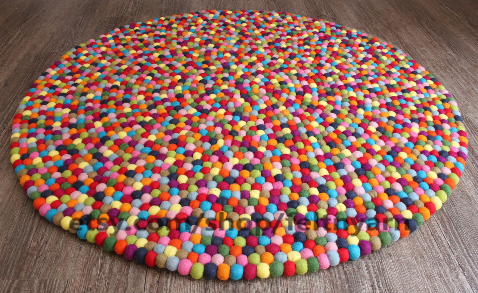 Ecofriendly Pom Pom Rug Handmade With Multicolor Wool Felt Etsy