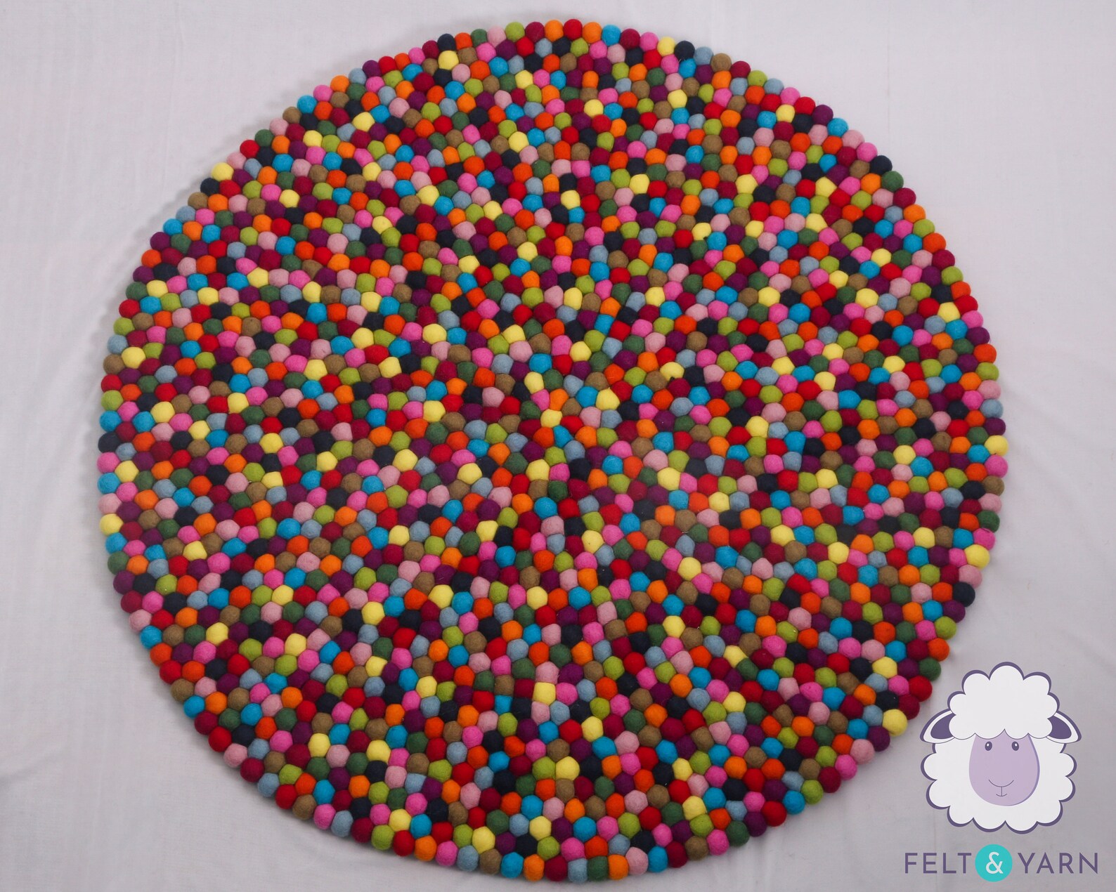 Ecofriendly Pom Pom Rug Handmade With Multicolor Wool Felt Etsy