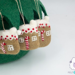Wool Felt Gingerbread House | Xmas Tree Hanging Ornaments | Christmas Tree Decoration | Handmade Christmas Decor