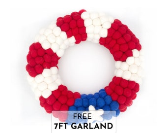 4th of July Decor Wreath for Front Door - Patriotic Door Wreath - USA Door Wreath - Memorial Day Decor Wreath