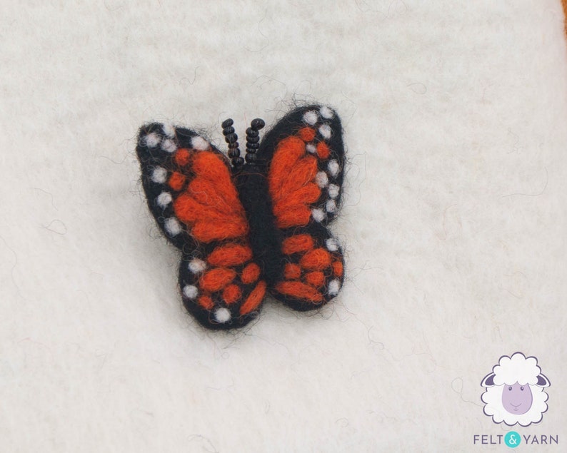 20 Pcs of Wool Felt Orange Butterfly Hand Felted 5cm Monarch For DIY Garland and Decor Craft Supplies: Fair Trade and Ethically Handmade image 2