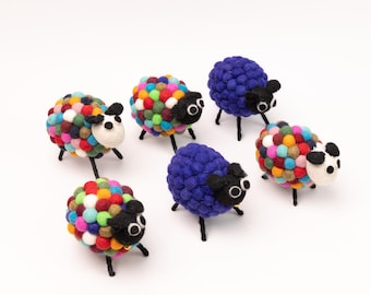 Adorno de oveja de fieltro artesanal de 12 cm / Guirnalda de ovejas de fieltro / Figuras de ovejas de fieltro / Animales de granja de fieltro